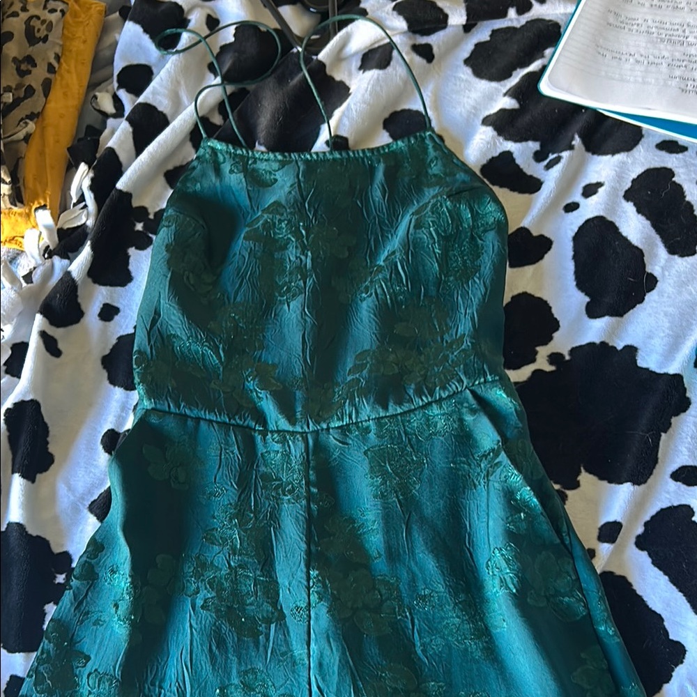 Urban Outfitters Green Jumpsuit with Textured Fabric and Defined Waist